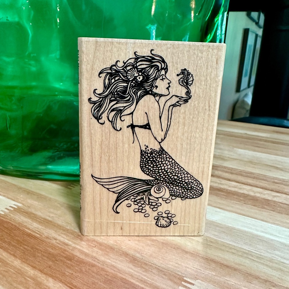 Stampendous Mermaid Design Wooden Stamp